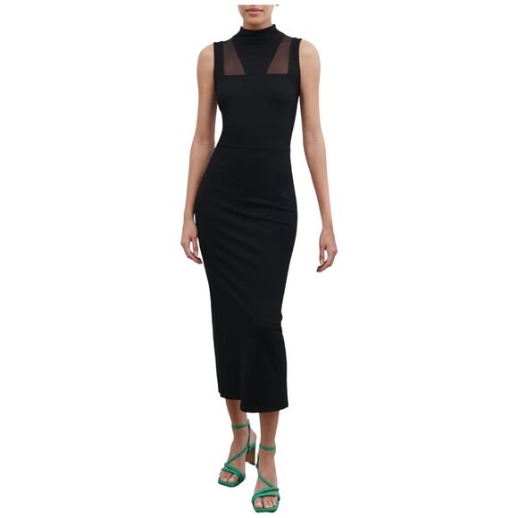 Marcella Dresses & Skirts - Marcella Amelia Ponte Mesh funnel neck midi dress black size XXL
